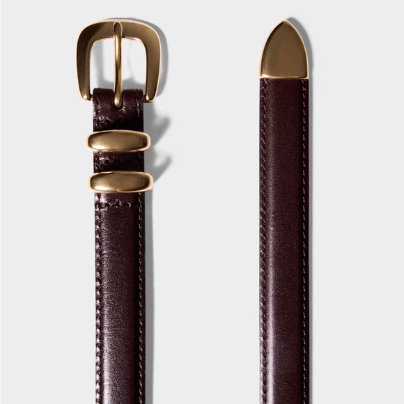 Aritzia Leather Slim Belt - Brown - Picture 2 of 3